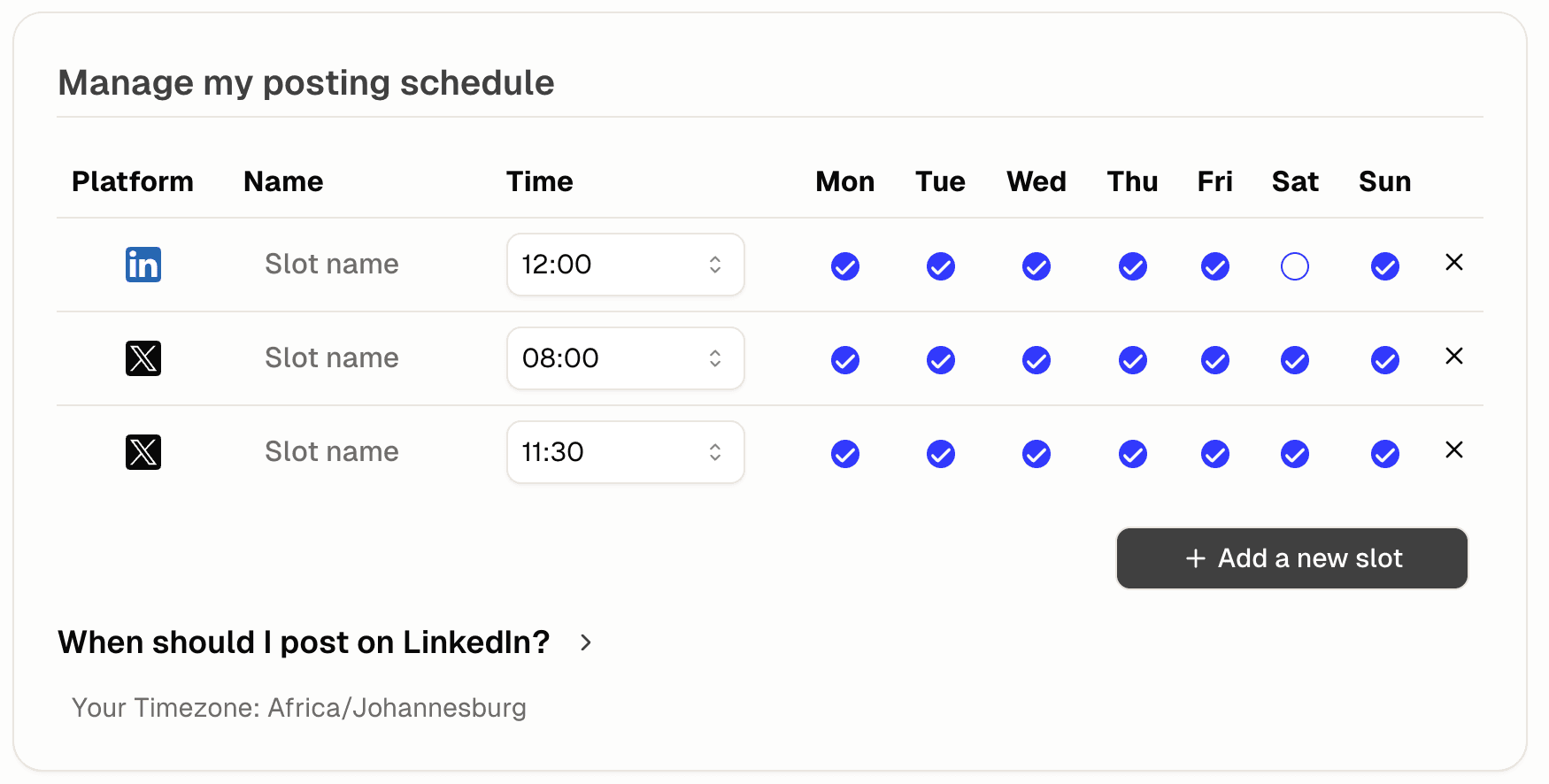 Schedule editor